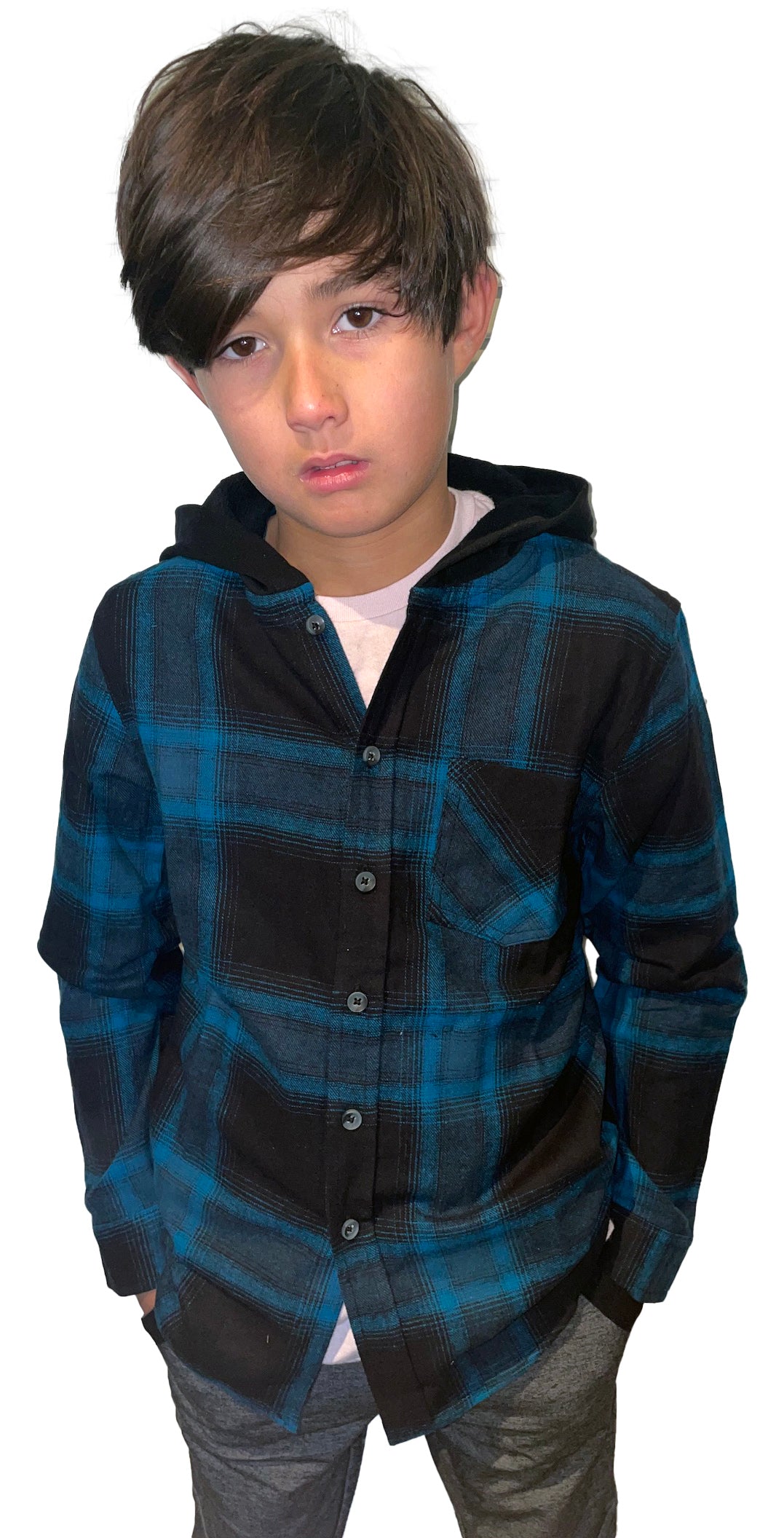 Boy flannel hoodie sale